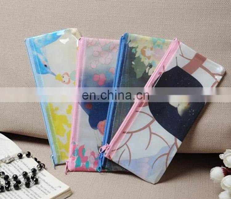 Beautiful brand cute cartoon PVC mesh pencil bag