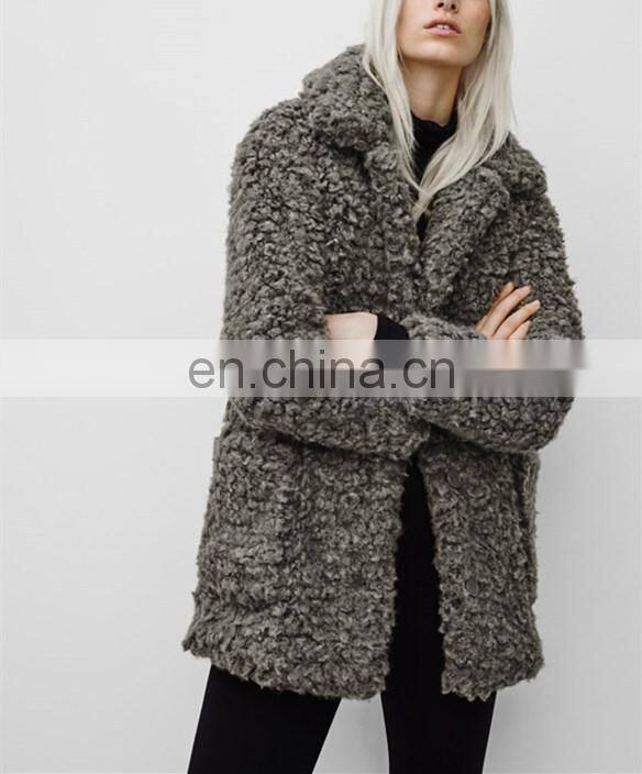 2015 Winter Sherpa Wool Varsity Jackets Models for Ladies Trench Coat with Hood NT6800