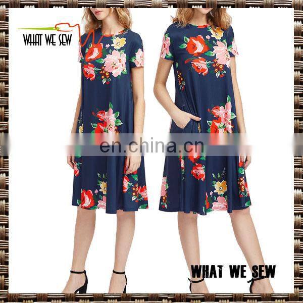 custom summer fashionable flower print dress by best manufacturers in china