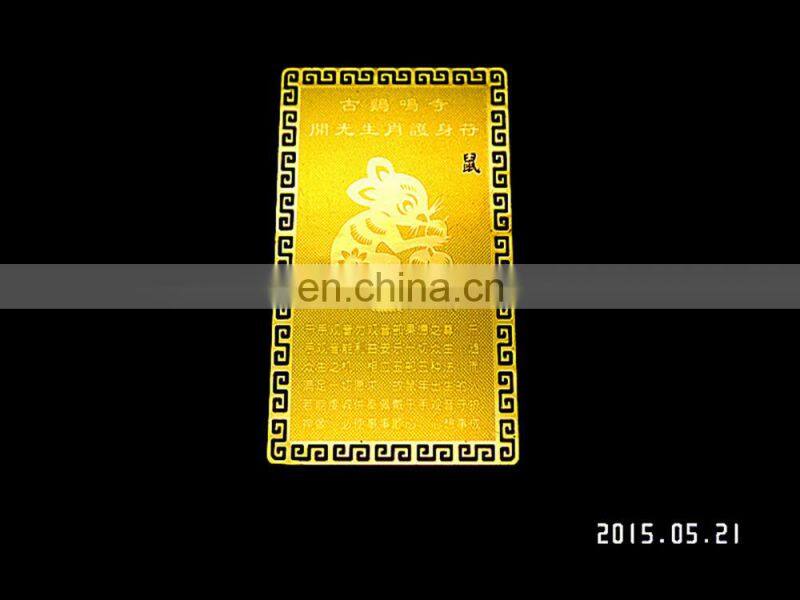 Colorfull Brass Etched Gold Metal Buddha Cards