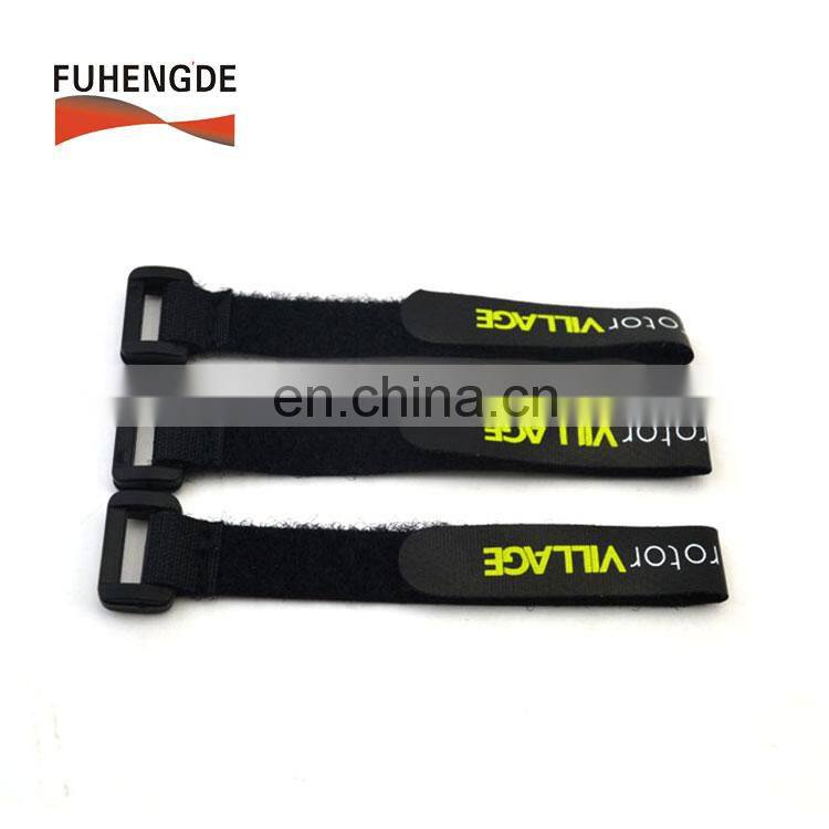 Plastic buckle elastic hook and loop strap with silicon rubber