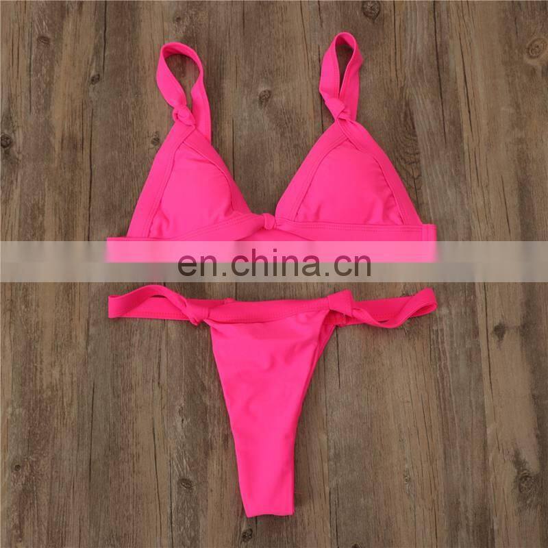 High Waist Tie Bikini Women Sexy Swimsuit 2019 Push Up Solid Backless Beach Wear Bathing Suit Summer Biquinis Tankini Bathers