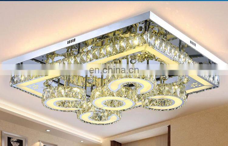 Stainless steel LED crystal lamp, modern simple living room, bedroom ceiling lamp