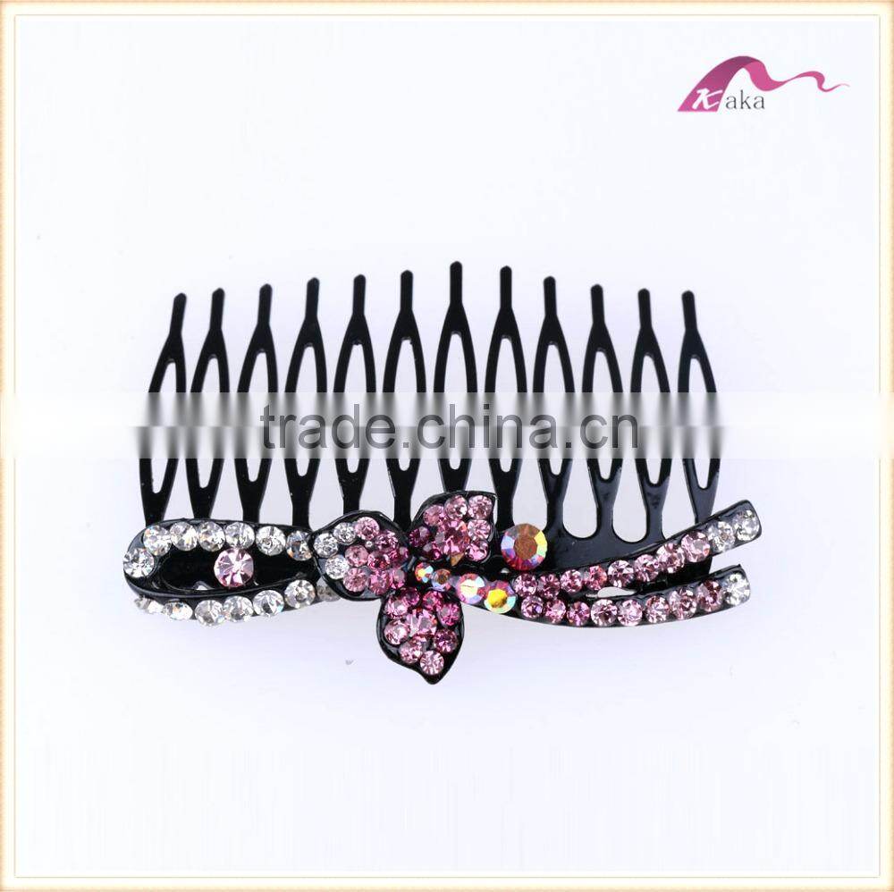 China Factory Price Girls Fashion Women Metal Crystal Flower Hair combS Headwear Accessory
