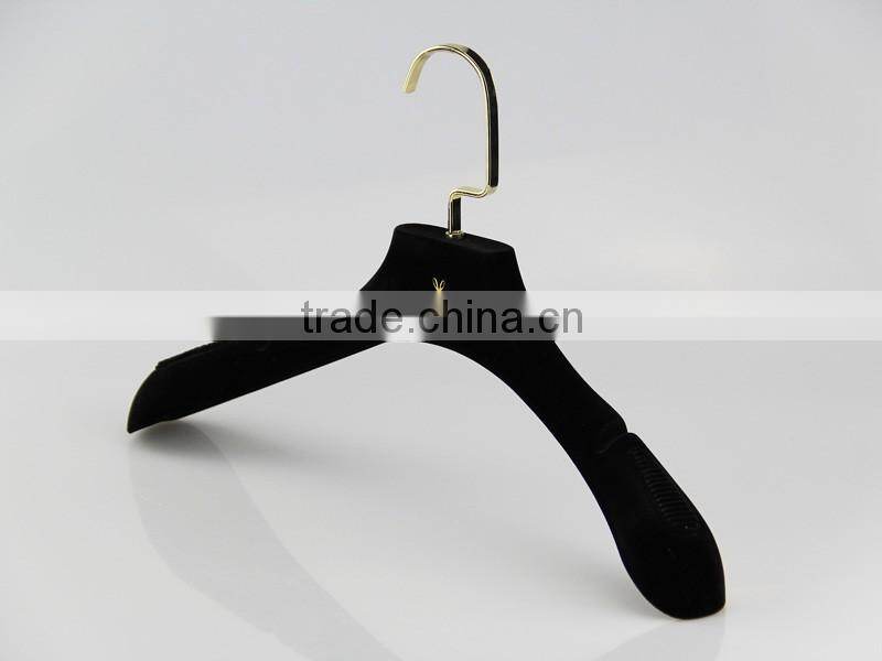 HA7064 black flocking fashionable coat hanger gold velvet hanger