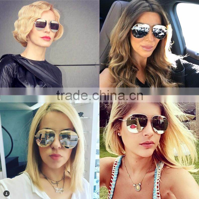 2016 New Designer two colors Sun Glasses Split 3 Parts Mirror Lens for women