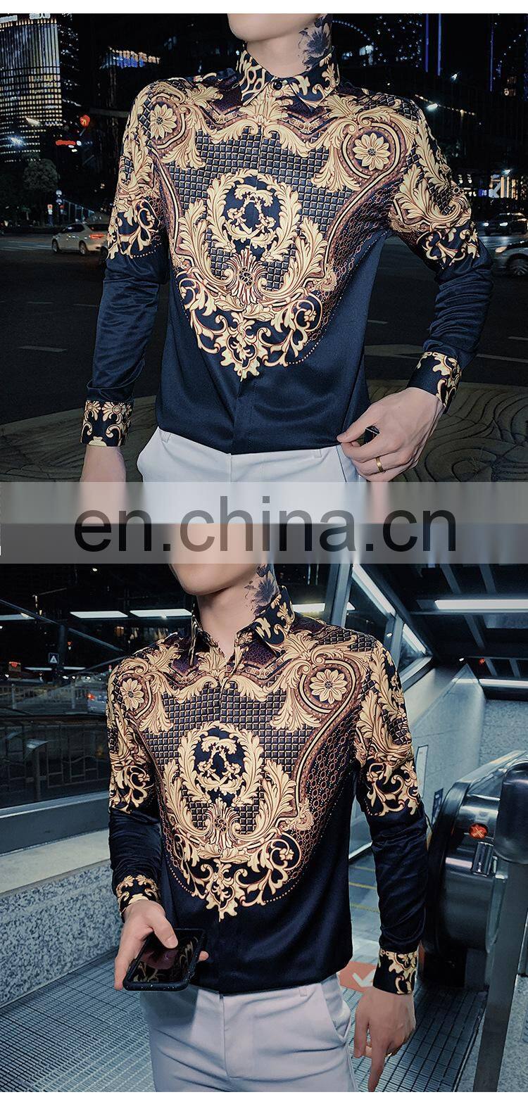 Clothing manufacturers wholesale men's new casual 3D printing cardigan personality long-sleeved lapel shirt