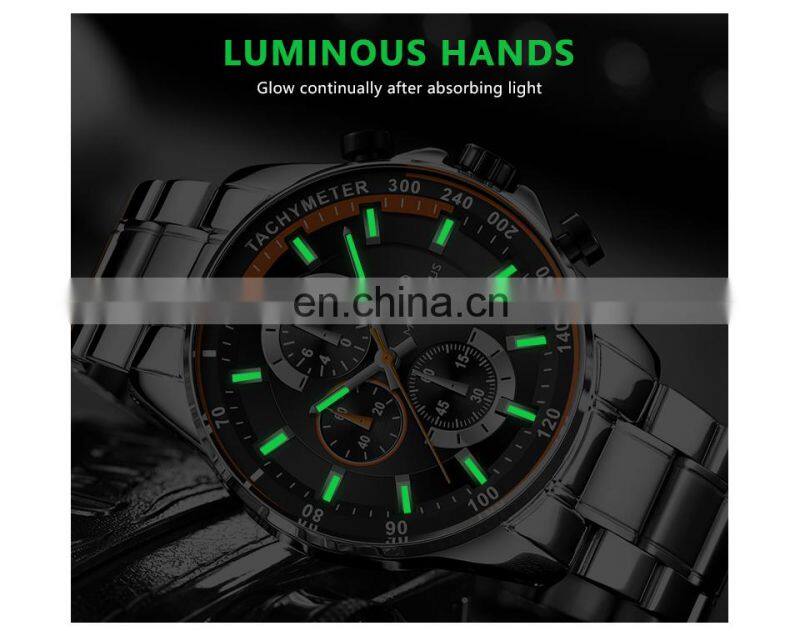 MINI FOCUS MF0218G Men's Quartz Watches Stainless Steel Strap Waterproof Chronograph Men Watches Wrist