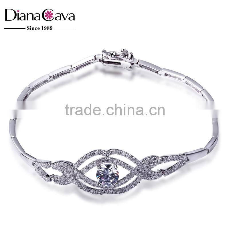 2016 Trendy Item Give Away Brass Jewelry Cc Crystal Clear White Gold Bracelet