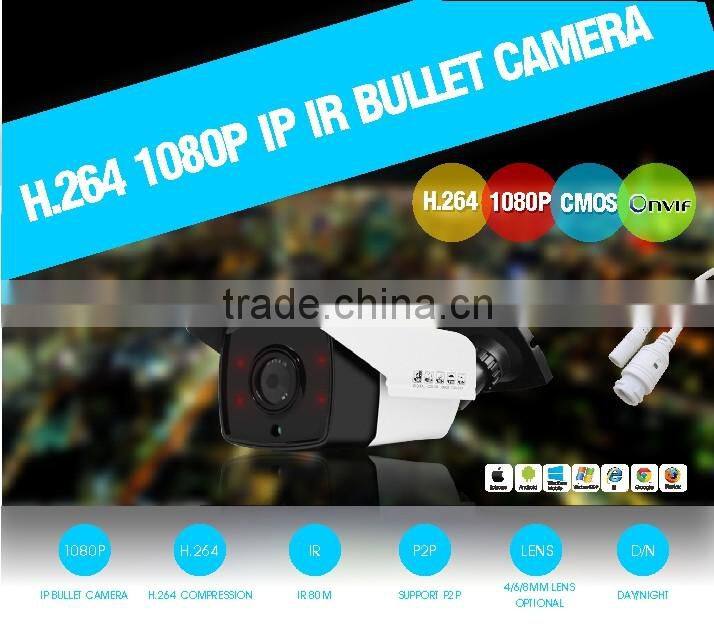 SONY IMX322 1080P 2MP 4pcs array leds IP Camera ONVIF Waterproof Outdoor IR CUT Night Vision P2P Plug and Play free shipping