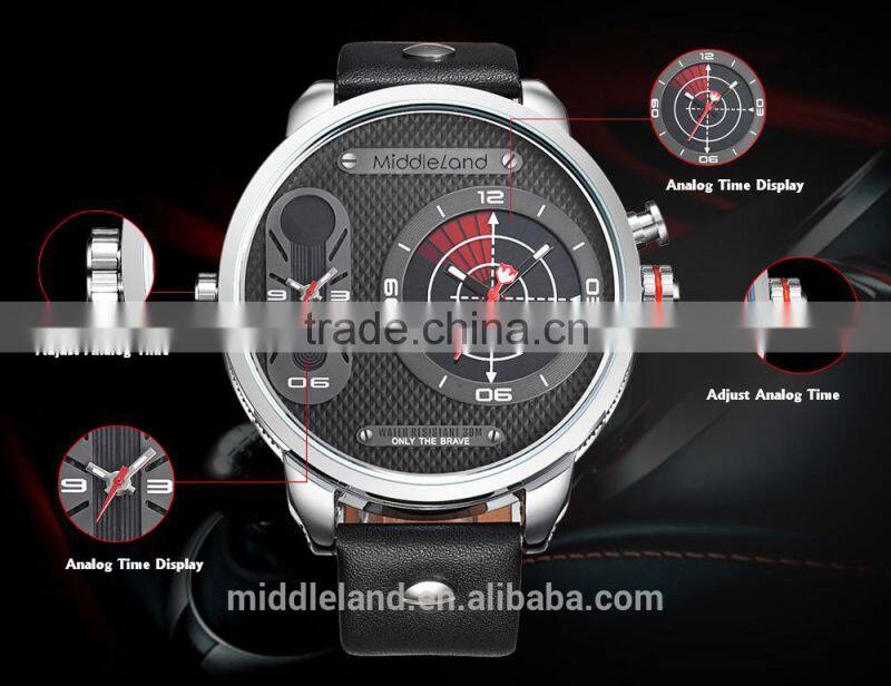 2015 hot fashion double time watch cheap leather band watches