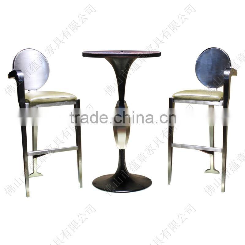 Latest design Stainless steel high bar table with wooden top
