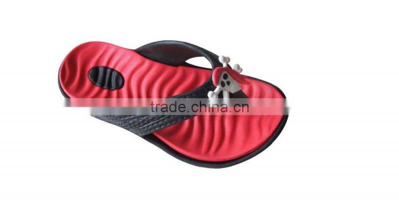 Fashion eva flip flop slippers with cartoon patch for girl