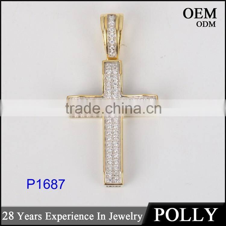 New model sterling silver small cross pendant micro setting AAA CZ wholesale