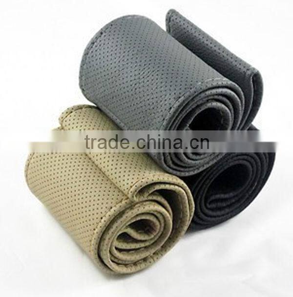 china auto hand sewing pu steering wheel cover