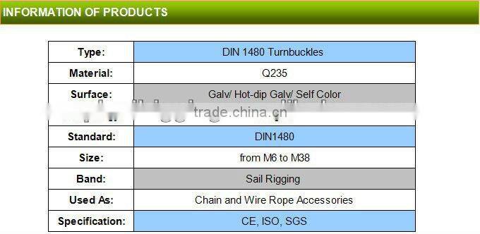 Carbon steel electric galvanized DIN1480 UU Turnbuckles