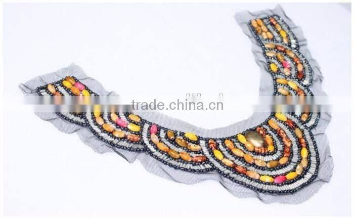 Factory Customize Garments Accessories,Handmade Cheap Glass Beaded False Collar