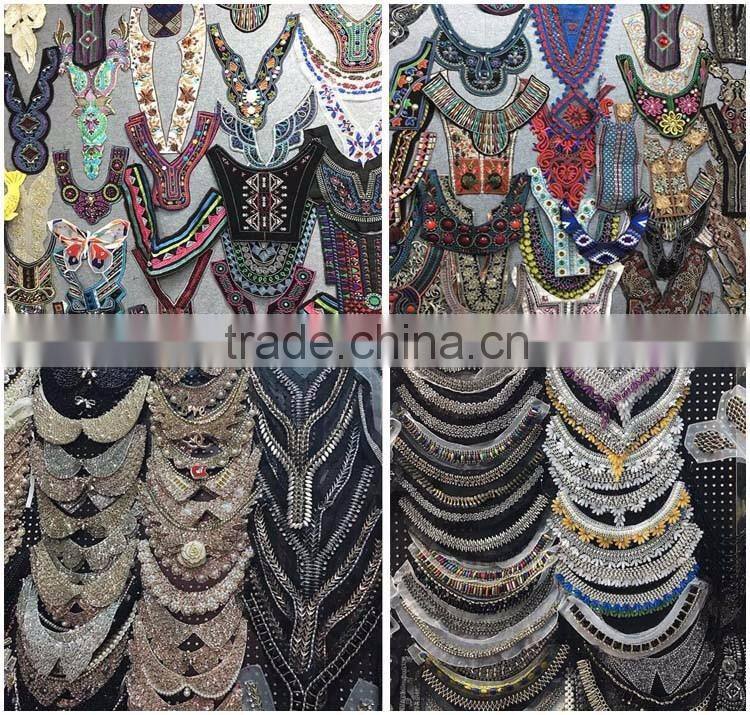 Garment accessories Flower trims,Cheap OEM/ODM White Acrylic Beads Handmade Sew on Net Cloth Collar