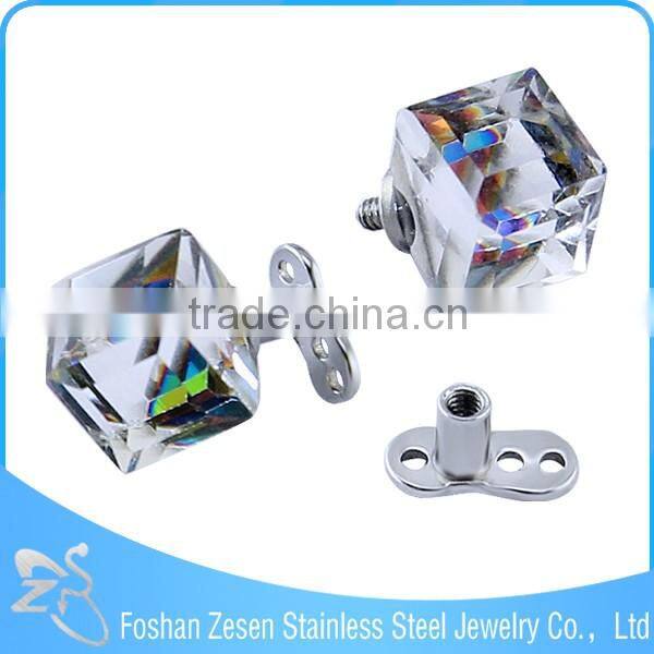 Top beautiful stone titanium base implant piercing microdermal body jewelry