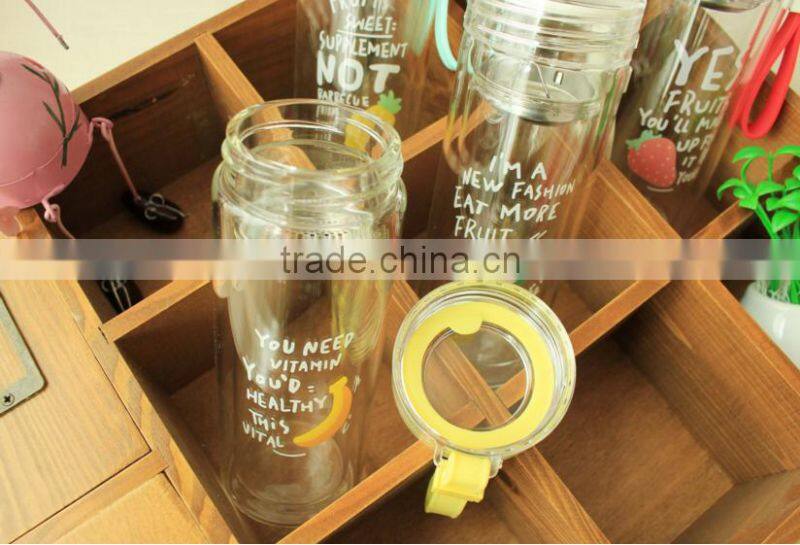 leak protected 4 colors glass tea bottle with portable ring