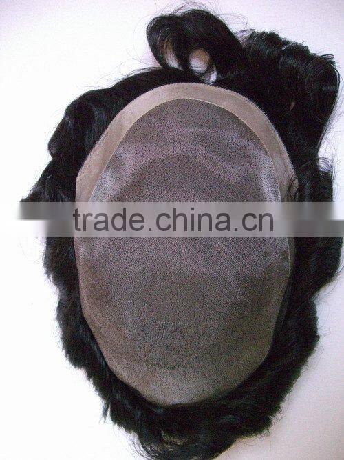 100% Indian hair thin skin invisible toupee for men in stock