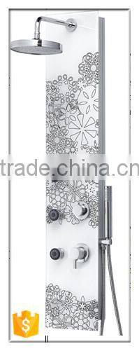Glass massage shower panel for bathroom