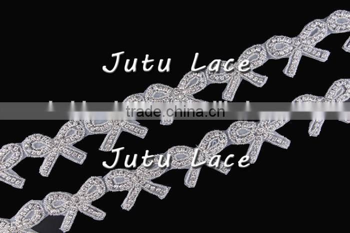 Fancy Decoration custom elegant wedding dress accessories / fashion bridal tiara / wholesale crystal pearl rhinestone waistband
