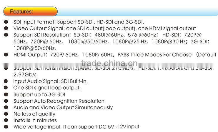 HD-SDI signal splitter 1x2 ,support SD/HD/3G signal
