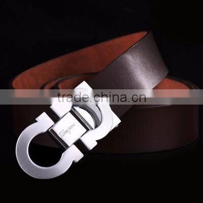 Top Quality Men Luxury Design Cowskin Leather Casual Smooth Buckle Waist Belts
