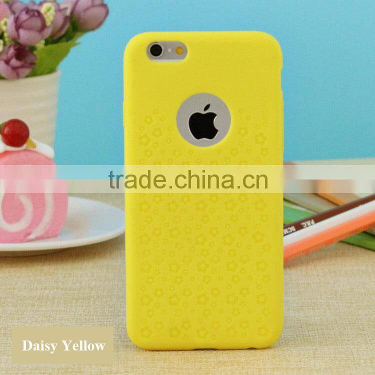 Ultra Thin Soft TPU Material with Cherry and Daisy Emboss Pattern Multi Color 360 Protective Back Cover for Iphone6 6plus