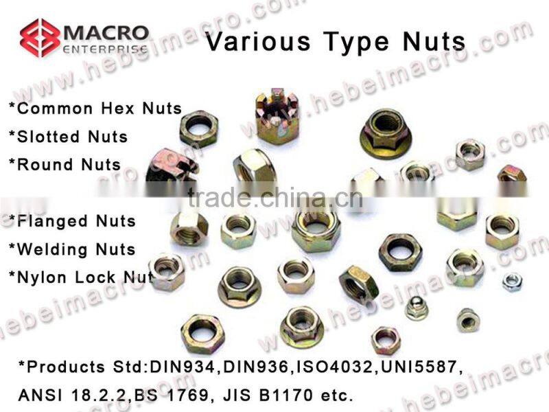 DIN 6334 Carbon steel blue zinc plated hexagonal long nuts