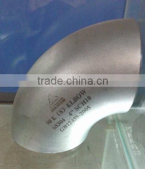 stainless steel pipe fitting 304 GB 90 degree elbow