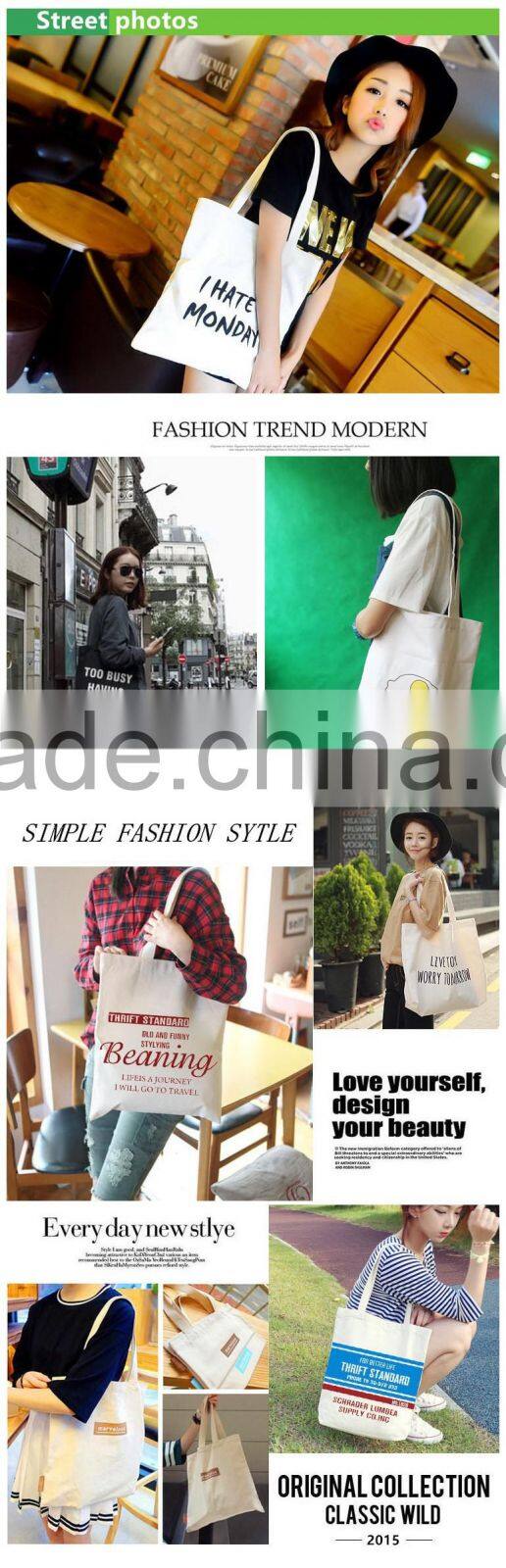 Open top style cotton canvas shopping bags, bottom,no side shape ,with Reinforcement handle