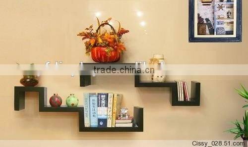 fashional wooden wall mounted book shelf holder