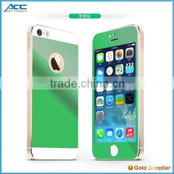 Popular Front+Back Metallic plating color tempered glass screen protector for iPhone 5 5s