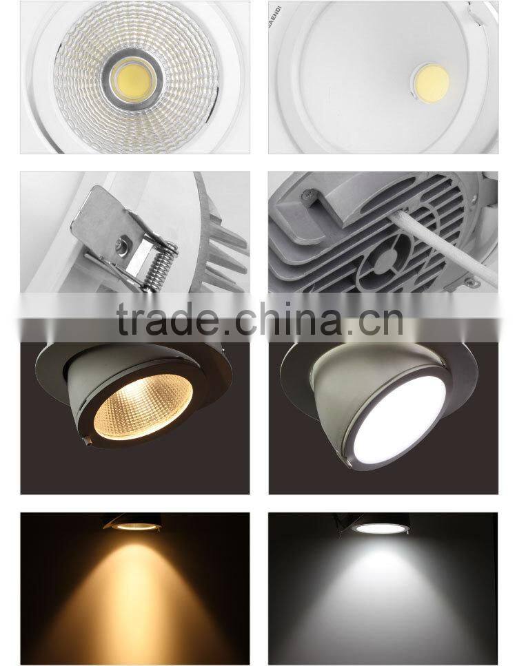 High CRI warm white 2800k-3200k 30W gimbal LED downlight for commercial lighting