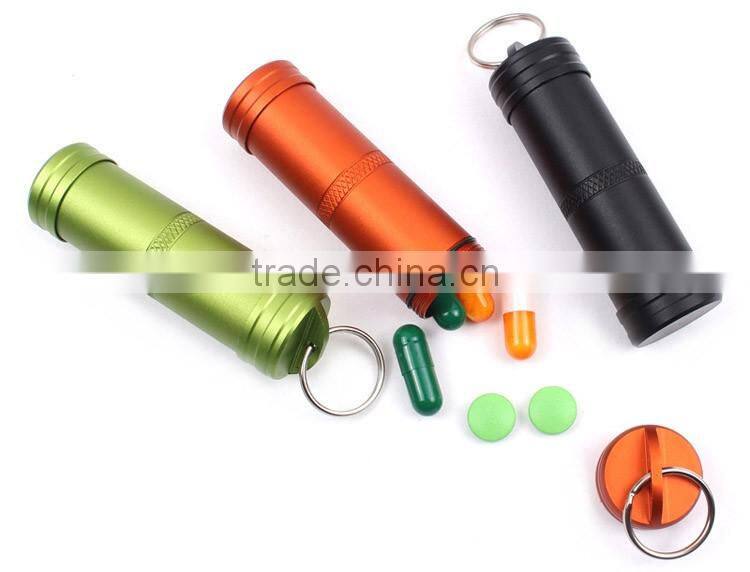 FDA Standard Custom Logo Metal Mini Pill Holder Keyring