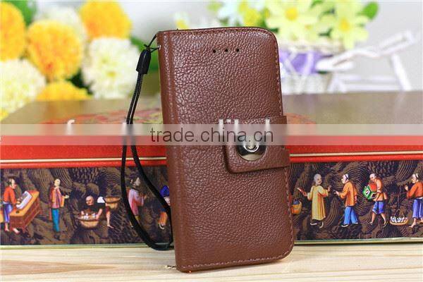 Elegant magnetic flip leather case for iphone 5 with Metal Button F-IPH5LC033