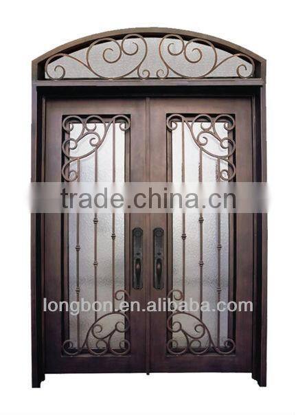 Top-selling glass wrought iron double door security