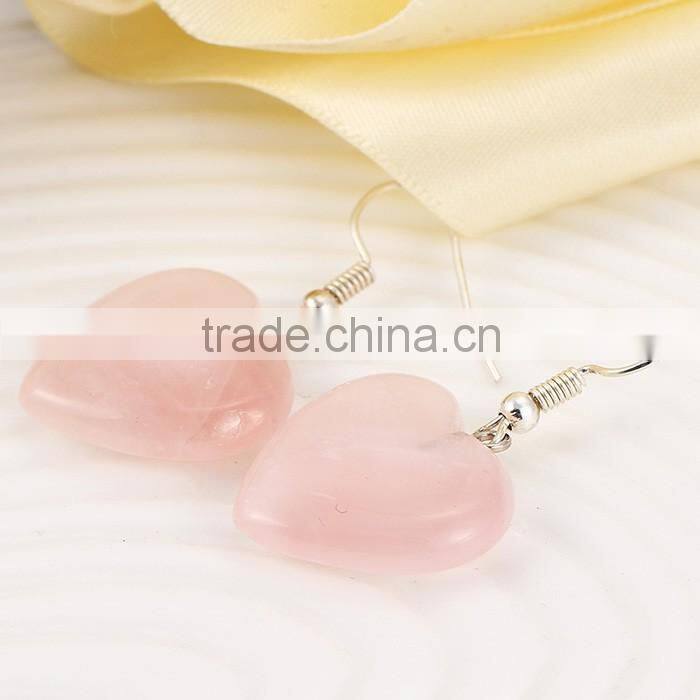 Women wear jewelry purple pink heart shaped stone pendant earrings
