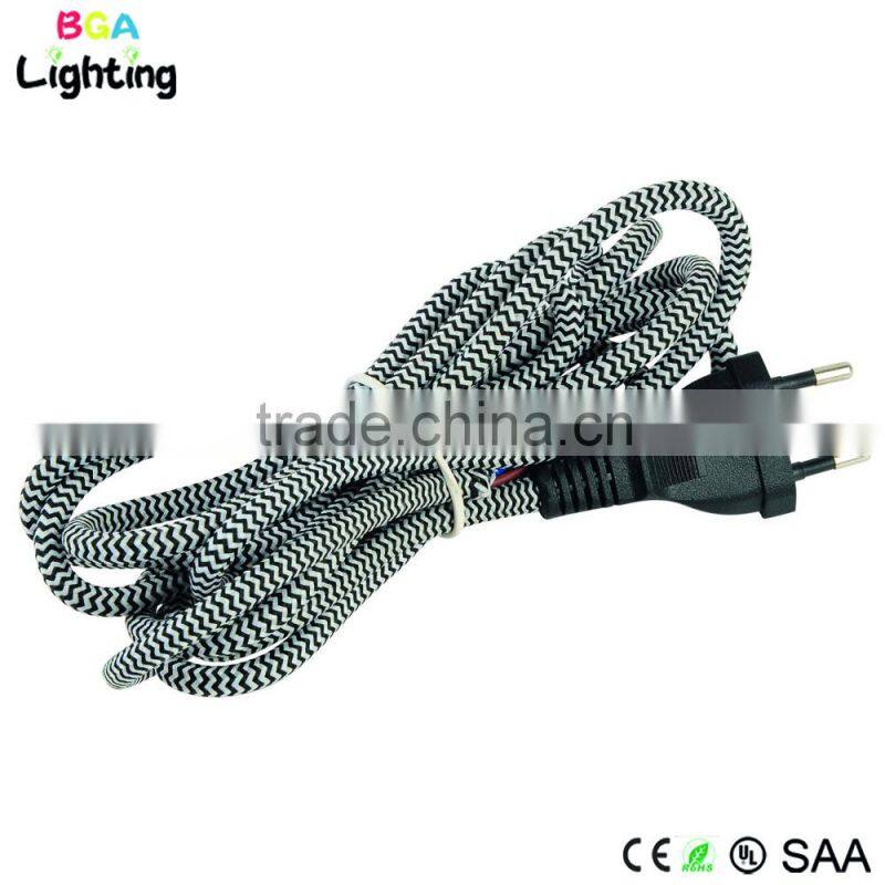 AC power cord copper braided wire plug for pendant light