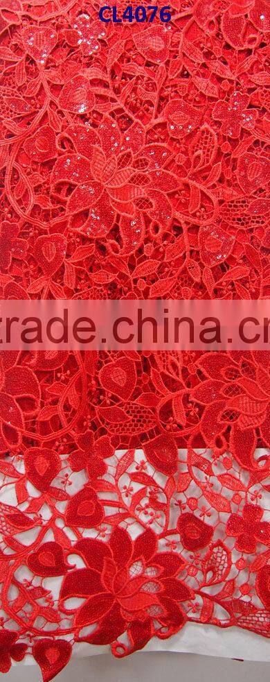 CL4076 peach 2014 New fashion sequins lace with factory price,solf and unique pattern 5 yards