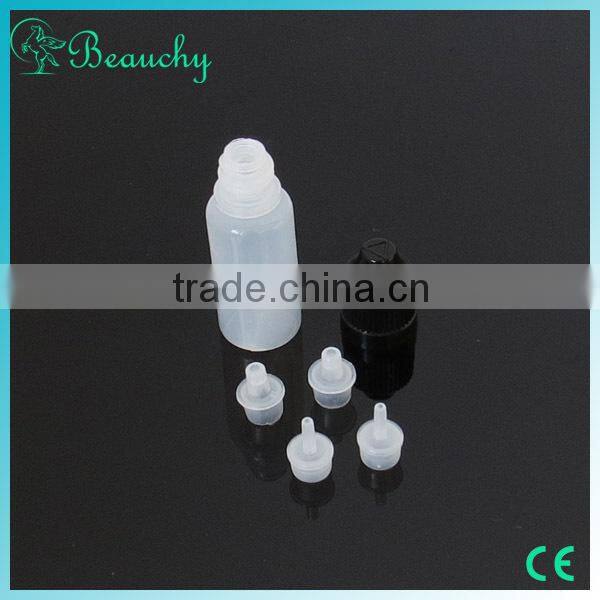 10ml frosting PET e liquid bottles with long thin tip and childproof tamperproof cap