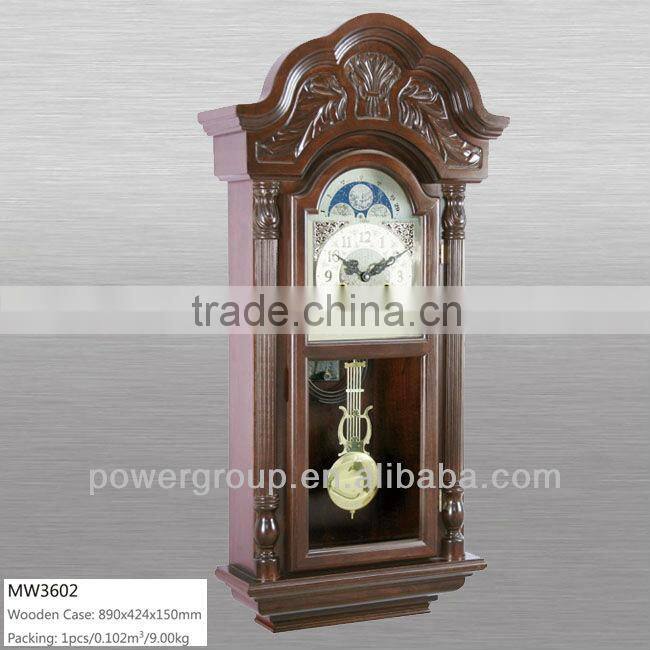 Wall clocks with flower and silver dial Gold pendulum power sweep movement High quality MW3602