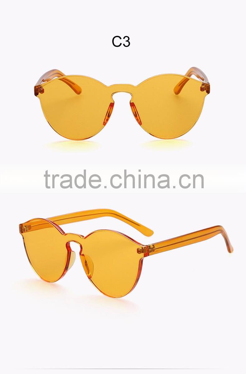 2016 Wholesale Rimless Sunglasses Women Brand Designer Cat Eye Shades Round Sun glasses Eyewear Integrated Lens UV400 CC0566