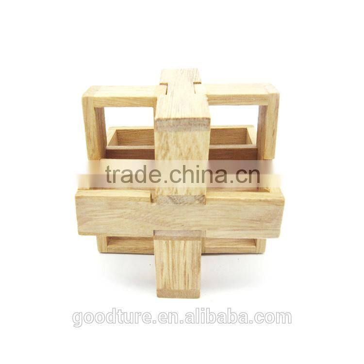 2015 Hot Sale Wooden IQ Intelligent Puzzle Magic Puzzle Kongming Lock Brain Teaser Model Number GAD1085