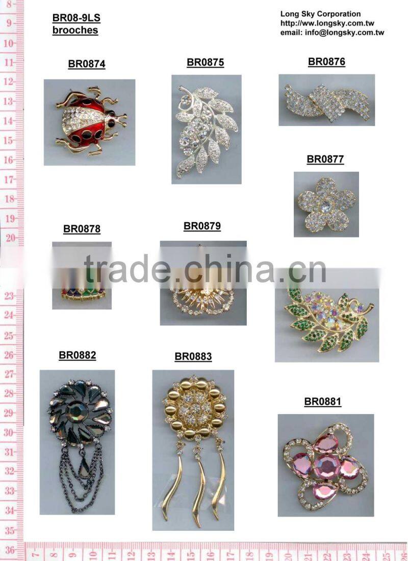 (#BR1107) 35mm pearl and rhinestone brooches for wedding invitation cards