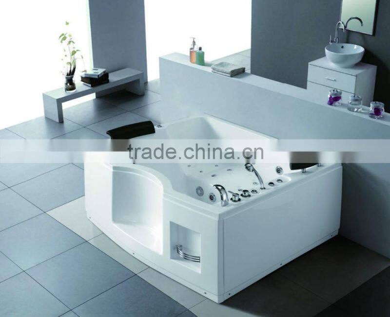 2 seat acrylic massage bathtub with grab bar