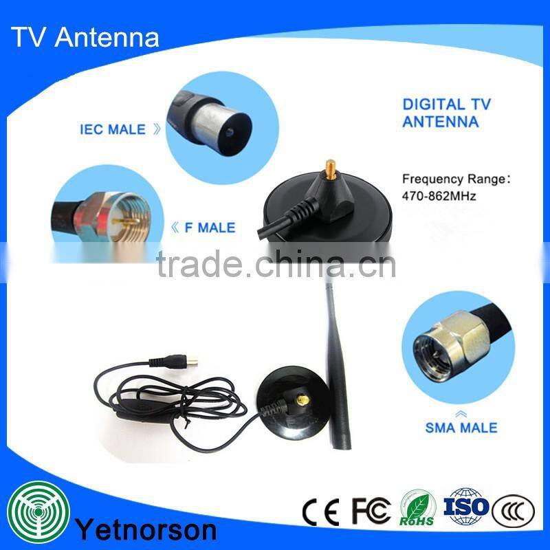Singal strengthen Magnetic Base Active indoor outdoor digital DVB-Tcar TV antenna with IEC/F Connector
