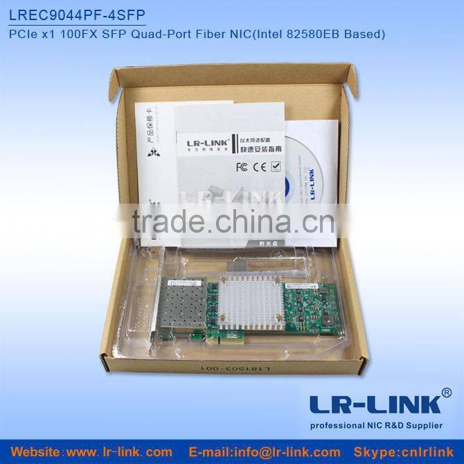 LREC9044PF-4SFP PCIe x1 100FX Quad SFP Port Fiber NIC (Intel 82580 Based) Unique